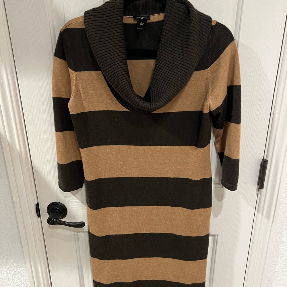 Ann Taylor Dark Brown Knit Sweater Dress